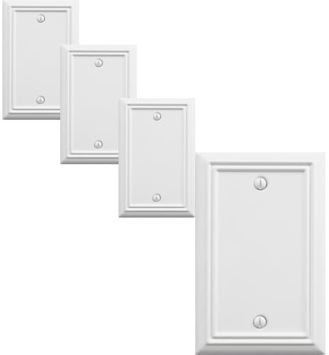 OKAWYC Single Blank Light Switch Cover Adler Metal Wall Plate, 4-Pack White 1 Gang, Light Switch Cover Outlet Cover Decorative Wallplate, Durable