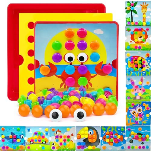 ENIKMOSD Mosaik Steckspiel für Kinder,Steckspiel ab 2 3 4 Jahre,Kinderspiele zum Lernen von Farben,Montessori Spielzeug ab 2-5 Jahre,Motorikspielzeug Lernspielzeug Spiele Geschenk Kinder