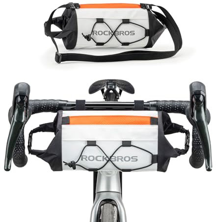 ROCKBROS Fahrradtasche Lenker Fronttasche Vorne Lenkertasche mit Schultergurt für MTB Rennrad Ebike Fahrradkorb Umhängetasche Weiß