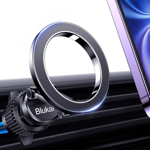 Blukar Car Phone Holder for MagSafe, 20xN52 Strong Magnets Air Vent Magnetic Car Phone Mount Cradle-360° Rotation, Super Stable Holder for iPhone 17/16/15/14 Series & Others with Metal Plate