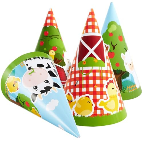 WERNNSAI 12 PCS Farm AnimalParty Hats Barnyard Headbands for Kids Adults