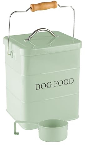 Geyecete Boîtes pour nourriture et friandises animaux -Conteneur Croquette Chiens -Couvercles en hermétiques -Acier carbone revêtu - 6Lnourriture Boîtes de rangement-Vert