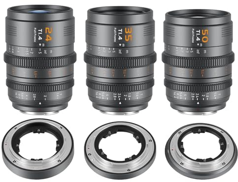 SIRUI VP-1 Vision Prime 1 T1.4 Full Frame Cine Lens Set, 24mm, 35mm,50mm Manual Focus Cinema Lens with Pre-Installed E Mount, Interchangeable RF/Z/L Mounts (Metal Gray)