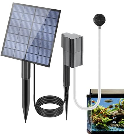 Quzente Pond Aerator Solar Powered, Solar Pond Air Pump For Outdoor Fish Ponds, Adjustable Solar Air Pump Fish Tank Aerator For Pond Fish Tank Fishing Hydroponics Aquarium