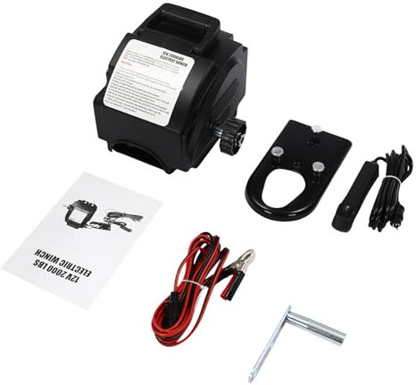 Treuil électrique 12 V, force de traction 907 kg, moteur 300 W avec télécommande et manivelle, protection contre les surcharges, pour voiture, bateau, remorque, en acier/ABS, résistant à la corrosion