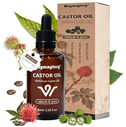 60ml Olio di Ricino la Crescita e contro la Caduta dei Capelli,Protezione & Luminosità per Capelli Secchi,Cura della Pelle,Olio per Donne e Uomini, Nutre il Cuoio Capelluto