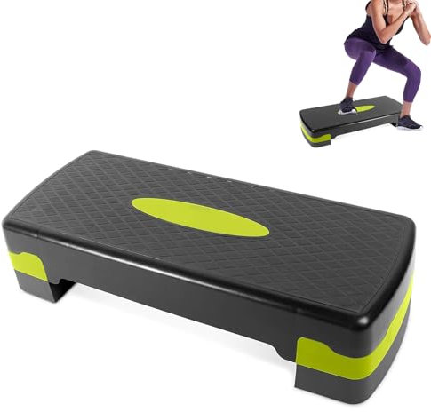 Steppbrett für zuhause, Höhenverstellbar (10-15cm) Stepper Fitness, Aerobic Stepper mit Widerstandsbändern, Für Home Gym & Büro, Krafttraining, Yoga & Cardio Workouts