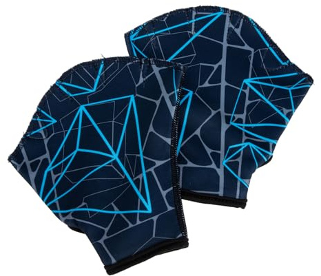 Toyvian Webbed Swim Gloves Swim Mitts Water Resistance Gloves for Aquatic Fitness Navy Pattern M Swimming Props for Pool and Snorkeling