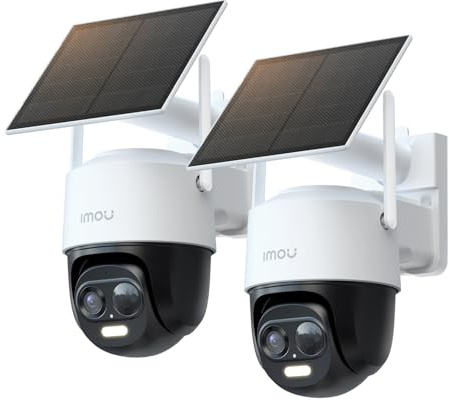 Imou 2K Lot de 2 Caméra Surveillance WiFi Exterieure sans Fil Solaire avec Batterie 5000mAh,Caméra Solaire Exterieur 360° PTZ,Détection de Personnes/Véhicules,Vision Nocturne Couluer,IP65,Mode Privé