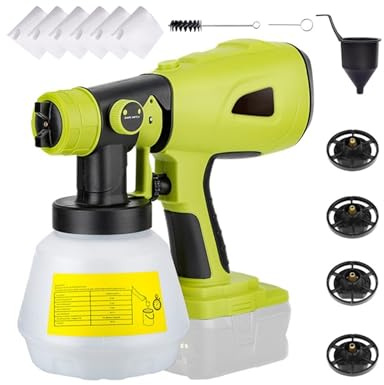 Cordless Paint Sprayer Replacement For,20V Max Battery,Handheld Electric Paint Sprayer With 1000ML Container Easy To Use(Green)