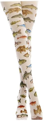 Collant Funky, 1 Paio Collant Fantasia Pesci Tropicali Colorati Stampati 120D Divertimento per Donne Morbidi e Confortevoli con Disegni Taglia Libera Funky per Ragazza, Divertimento per Donne