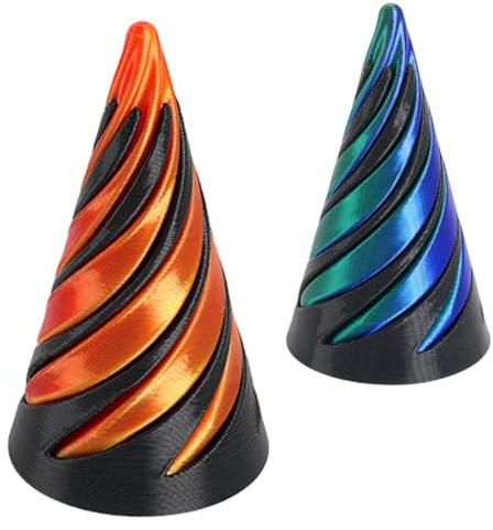 LEBKFT 2 Pcs 3D Printed Spiral Cone Fidget Toys, Impossible 3D Spiral Pyramid Fidgets for Stress Relief and Focus Sensory Toys for Adults Home Office Desk Decoration Gifts (Combination A)