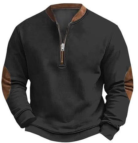 Mashaouyo Herrar v-ringad jumper sweatshirts inga huvtröjor arbetströjor för män jackor vardaglig wo långärmad skjortor sweatshirts bomullsjackor sweatshirt sportkläder t-shirts kläder, Svart, XXL