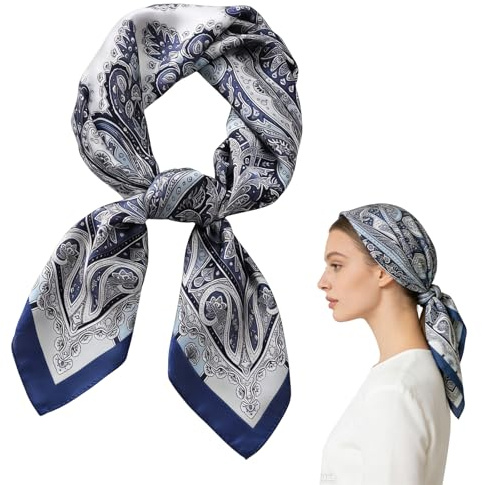 PORUPAEL Satin Head Scarf - Brown Silk Bandana, Versatile Headscarf for Women, Fashionable Neck Scarf and Hair Accessory for Daily Use and Special Occasions