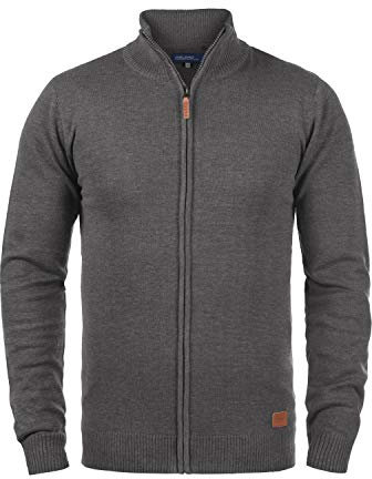 Blend BHNorman Herren Strickjacke Cardigan Feinstrick Pullover mit Stehkragen Reißverschluss Rippbündchen Baumwollmischung Regular fit, Größe:L, Farbe:Pewter Mix (70817)