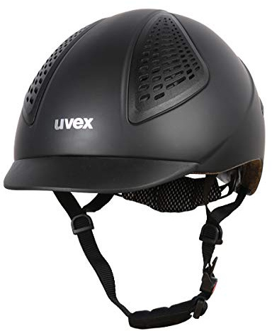 uvex exxential II, casco de equitación ligero unisex, ajuste de talla individualizado, ventilación óptima, black matt, 55-57 cm