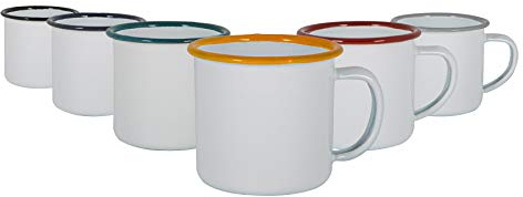 Argon Tableware Enamel Espresso Cups - 130ml - Multi - Set of 6 Metal Drinking Mugs Teacup Coffee Mug Set Hot, Cold Drinks Cups for Home, Kitchen, Dining, Travel, Camping, Hiking & Outdoor Use