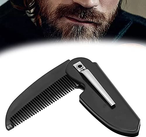 Klappbarer Bartkamm, Faltbarer Bartkamm Schnurrbart Bart Styling Kamm Taschenkamm für Vater Freund Ehemann für Geschäftsreise Reisen