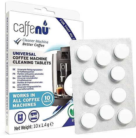 Caffenu | Kaffeemaschinen-Reinigungstabletten | 10 x 1,4 g Tabletten | Kaffeemaschinen-Reinigungstabletten alle 100 Tassen verwendet | Auto-, Filter- und Espressomaschinen-Reinigungstabletten
