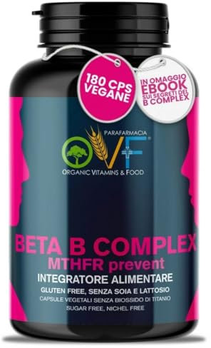 OVF Vitamina B Complex MTHFR Prevent - 180 Capsule Vegan - B2, B6, B9, B12, Metilate e Betaina - Apporta più Energia e Regola l'Omocisteina