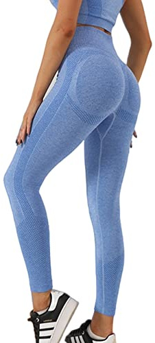Merlvida Scrunch Butt Mallas opacas para mujer, cintura alta, sin costuras. Diseño push-up, estilo Boom Booty. Pantalones deportivos con control de abdomen, para yoga, fitness y entrenamiento, S