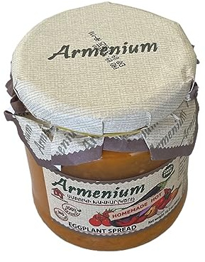 Armenian Homemade Eggplant Spread (Hot) 100% Natural, No Preservatives from Armenia Glass Jar 16.2 oz, (460 g)
