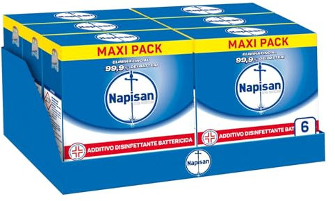 Napisan Extra Protection Additivo Lavatrice, Additivo Disinfettante Lavatrice in Polvere Battericida, 6 Confezioni da 1100gr di Additivo in Polvere Lavatrice