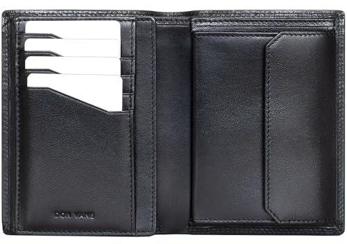DON VANE Elite Highline - RFID Geldbörse Herren Leder schwarz - Großes Portmonee Portemonnaie 13 Fächer - Hochwertiger Echtleder Geldbeutel für Männer