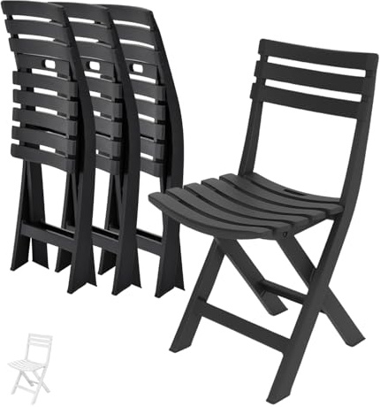 VIRSUS Set 4 Sedie da Giardino Pieghevoli in Polipropilene, misura 41x44x78 cm, Sedia Richiudibile Senza Braccioli per Esterno ed Interno, Made in Italy -BIRK4739 (Antracite)