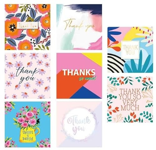 BG (4497) Just to Say Square Mixed Thank You Cards & Envelopes, Assorted Designs - Box of 8