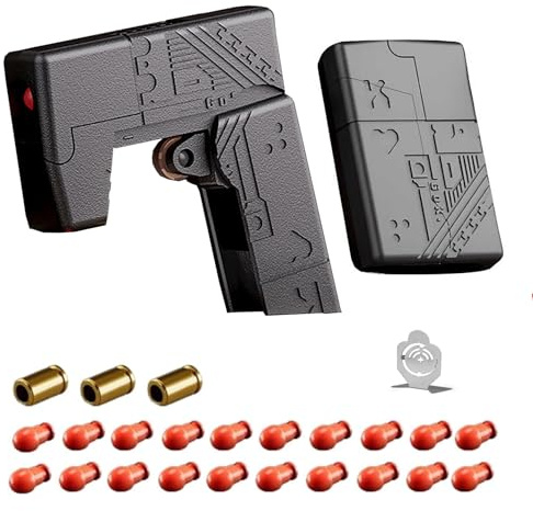 LZAHSH Alloy Decompression Gun, EDC Launchable Fold And Deform Shell Ejecting Gun + 20 Soft Bullet Relief Stress Reliever For Friends, Black