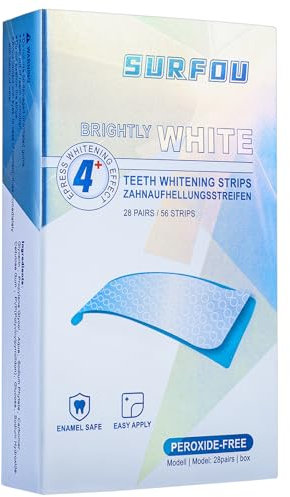 SURFOU Teeth Whitening Strips 28 Treatments(56 Strips), Non Peroxide, Safe for Enamel,Teeth Whitening kit, Gentle Formula, Fast-Visible whitening Effects, Mint Flavor