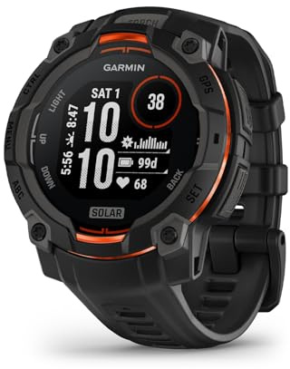 Garmin Instinct 3, 45mm SOLAR Rugged GPS Smartwatch,Built in Sports & Health apps, LED Flashlight, Shock Resistant, 10ATM, Unlimited battery life w/Solar charging, Black Bezel with Black Band