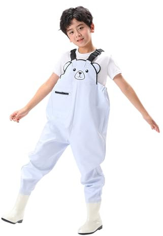 Generisch 2025 - Wathose für Kinder, Wathose zum Angeln, für Kleinkinder, wasserfest, Wathose zum Jagen Angeln mit Stiefeln Winteroverall 98 (Light Blue, 5-6 Years)