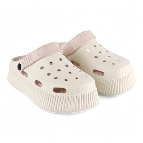 CHILLIFE Zoccoli da donna, scarpe da spiaggia, piscina, giardino e doccia, sandali estivi, realizzati in Portogallo, crema, 38 EU