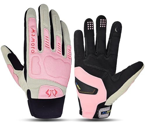 mjmoto Motorrad-Handschuhe für Damen, Touchscreen-fähig, Rosa, Atmungsaktiv, für MX ATV MTB Radsport (Rosa, M)