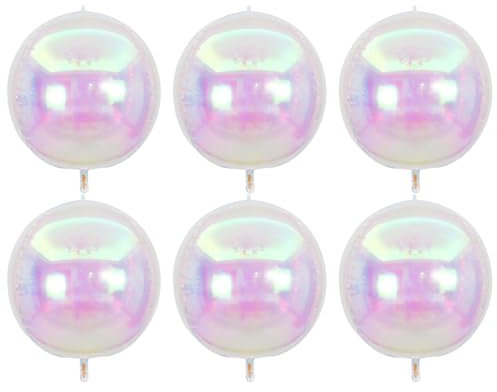 6 PCS iridescent Balloons, Giant 4D Clear Round Ball Balloons, iridescent party decorations, for Birthday, Wedding, Dance, Party Decoration, Celebrations Supplies