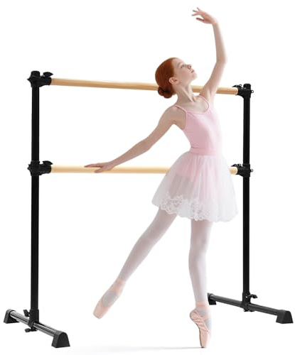 LIROPAU Doppia barra per balletto, autoportante, con piedini antiscivolo, altezza regolabile da 15 a 122 cm, per ragazze e adulti