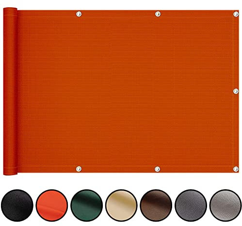 Paravento impermeabile per balcone, 130 x 800 cm, elegante copertura per ringhiera rossa, per la privacy esterna, protezione dal vento per terrazze, giardini e piscine, migliora il tuo spazio esterno