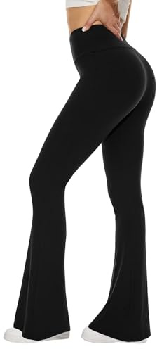 TNNZEET Flared Leggings Women Yoga Pants High Waisted Stretchy Workout Trousers Bootcut for Gym(Black,M)