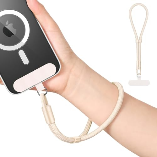 MoKo Handgelenkband, verstellbares Telefon-Umhängeband mit Halterung, Handy-Anhänger mit Befestigungslasche, freihändiges Handy-Armband für iPhone und die meisten Smartphones, Kamel