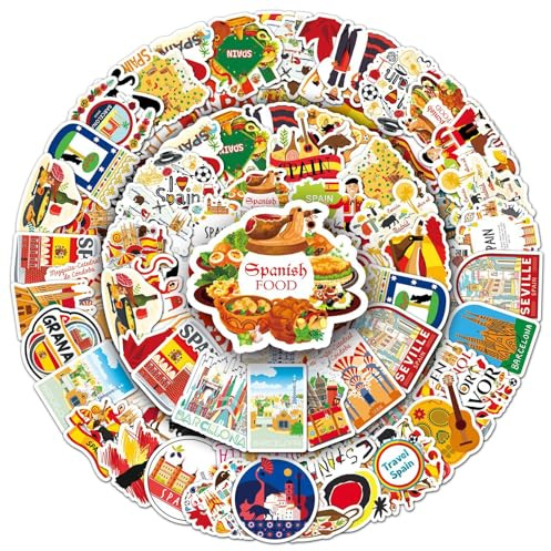 50 st Spanien klistermärken, Flamenco- och tjurfäktningar kulturella element dekorativa klistermärken, lätta att riva och fästa för scrapbooking, presentförpackning, brevpapper dekoration (Spanien)