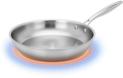 Santa Clara | Sartén 28 cm Acero Inoxidable 18/10 Trifusión sin Revestimiento para Inducción, Apta Horno Gas Vitro, Cocina Saludable, Sartén Acero Inoxidable Sin Tóxic