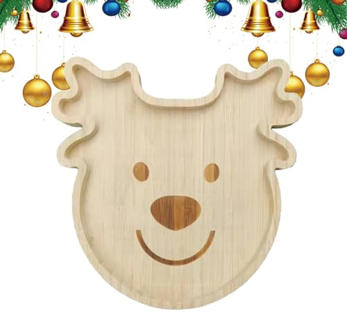 Tabla de embutidos de Navidad | Bandejas de madera para servir aperitivos de reno de Navidad | Centro de mesa, plato de exhibición de alimentos de cocina para carnes, galletas, pan, aperitivos de