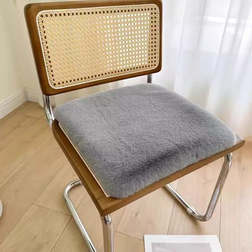 Plüsch-Stuhlkissen, Kunstfell Teppich Stuhlkissen, 40/45/50/60/70 cm Sitzkissen Quadrat Plüsch, Weich Flauschig, Waschbar Plüschkissen, Sitzkissen für Wohnzimmer Büro, Konferenzraum (50 x 50 cm,Grau)