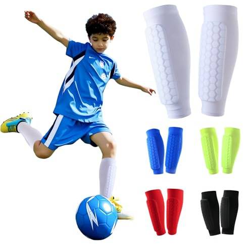 SilverChry 1 Paio di Parastinchi Bambino Calcio, Traspiranti e Antishock per Ragazzi e Ragazze, Ideali per Calcio, Basket, Ciclismo, Escursionismo (bianco, XS)