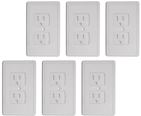 ERINGOGO 6Pcs Childproof Electric Outlet Covers for Babies, Self-Closing Wall Socket Plug Protectors, White Safety Socket Plate for Home Electrical Safety