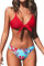 CUPSHE Damen Bikini Set Knot Triangel Bikini Swimsuit Blumenmuster Low Rise Bademode Zweiteiliger Badeanzug Rot/Blau S