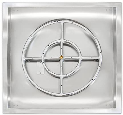 Bluegrass Living BFP24SK Stainless Steel Drop-in Burner Pan for Liquid Propane Fire Pits, 24 Inch, Square - Complete Kit, Durable Construction, Easy Installation