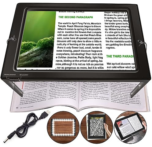 Leselupe mit Licht, 4X große Linse, freihändige Lupe mit 50 LED beleuchteter Beleuchtung für Senioren mit Makuladegeneration, lesende Erwachsene mit Hobbys und neugierige Kinder.